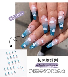 Fashion blue clouds gradient rhinestones finished fake nails