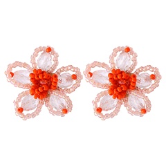 Korean style rice beads acrylic flower earrings
