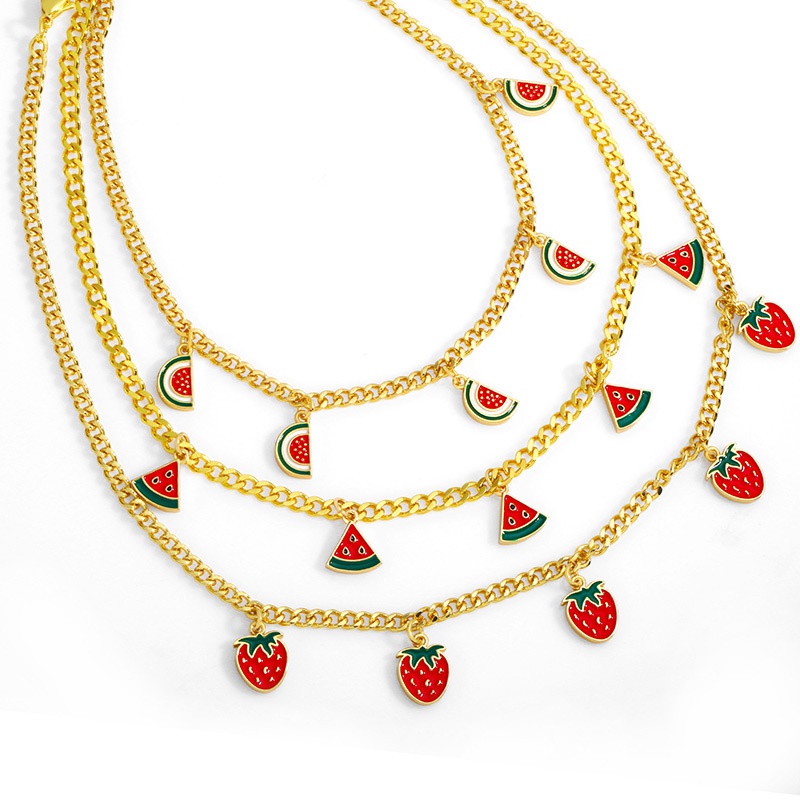 simple fruit tassel pendant copper necklace