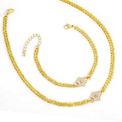 fashion five-pointed star stitching chain copper inlaid zircon necklace bracelet