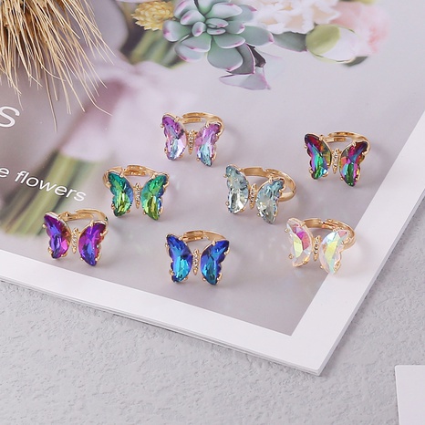 fashion gradient butterfly copper adjustable ring's discount tags