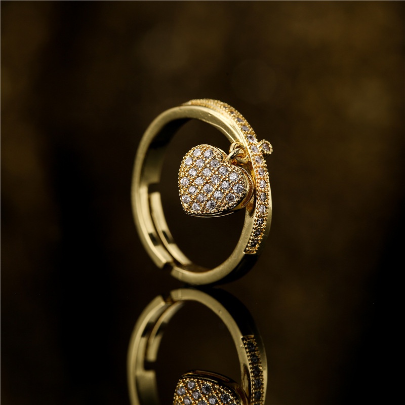pendentif coeur fantaisie anneau douverture en croix microincrust de cuivre