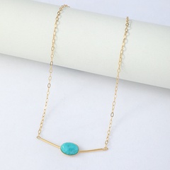 Fashion Turquoise Bead Pendant Stainless Steel Necklace