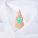 simple retro turquoise inlaid opening adjustable stainless steel ringpicture3
