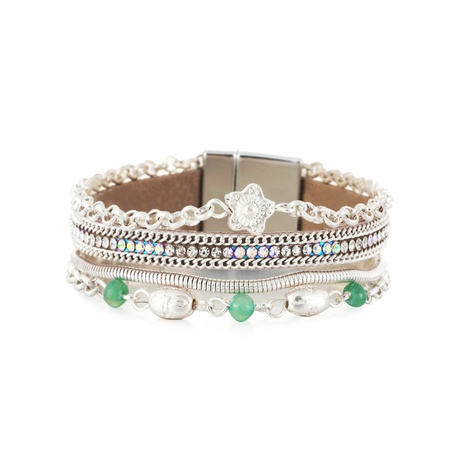 bracelet magnétique turquoise à chaîne multicouche à petites fleurs de mode bohème's discount tags