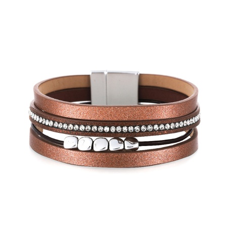 bohemian fashion leather strap buckle bracelet's discount tags