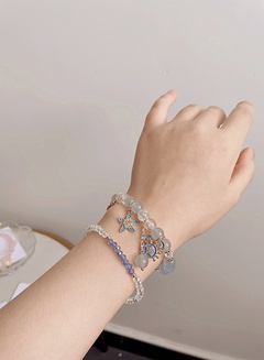 Korean crystal cartoon starfish crab double color beads bracelet