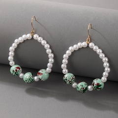 Nihaojewelry boucles d'oreilles cercle de perles de contraste de couleur simple bijoux en gros