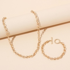 Simple geometric metal OT botton necklace bracelet