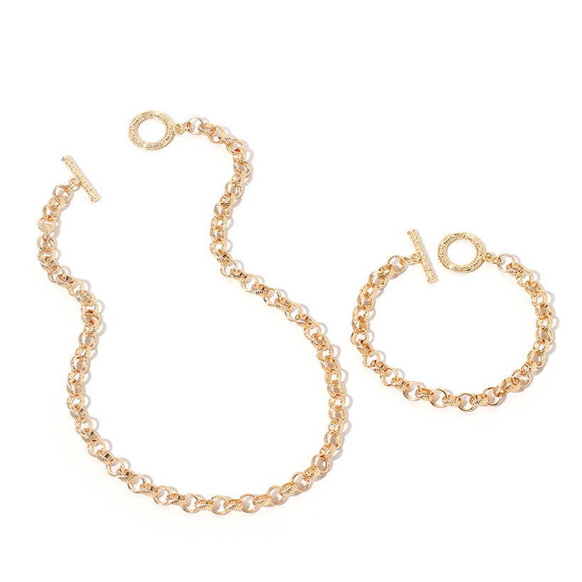 Bijoux Fantaisie Parures Bijoux | Bracelet Collier Ot En Mtal Gomtrique Simple - CN86261