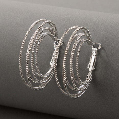 punk metal silver multi-layer circle geometric earrings's discount tags