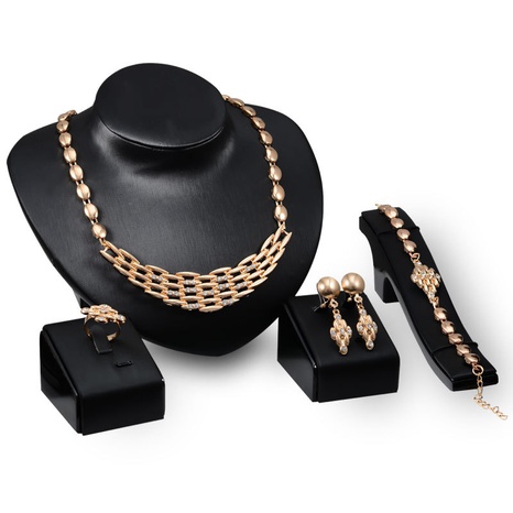 fashion geometric alloy diamonds jewelry 4-piece set's discount tags