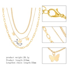 Collier multicouche de chaîne de diamant de papillon de style coréen
