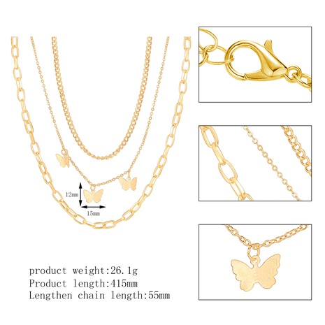 Korean style butterfly diamond chain multi-layer necklace's discount tags