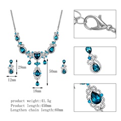 fashion blue water drop diamond alloy necklace earrings set