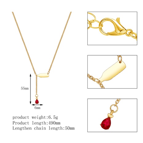 korean style stainless steel wine bottle water drop inlaid diamond Y-shaped necklace's discount tags