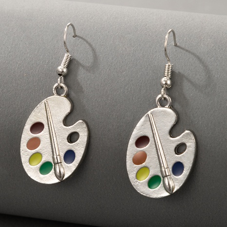 new simple color drawing plate silver drop earrings's discount tags