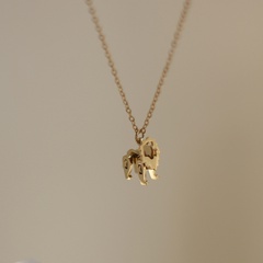 Simple building block toy lion animal titanium steel necklace