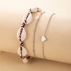 Nihaojewelry Bohemian style shell heart-shaped anklet 3-piece set Wholesale jewelry