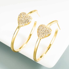 retro simple C-shaped heart copper earrings