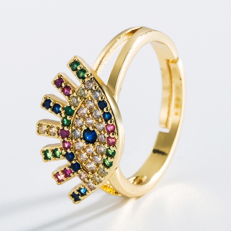 anillo de circón con micro incrustaciones de cobre con forma de labio de ojo de diablo de moda's discount tags