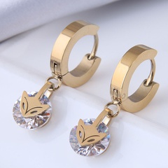 Nihaojewelry jewelry wholesale little fox zircon titanium steel earrings