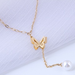 Nihaojewelry Schmuck Großhandel Doppelschicht Schmetterling Titan Stahl Halskette