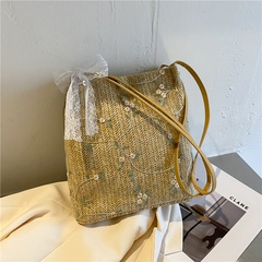 Korean lace bow straw messenger bag