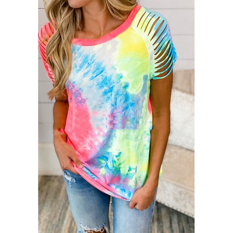 Nihaojewelry Gradient Color Round Neck Short Sleeve T-Shirt Wholesale's discount tags