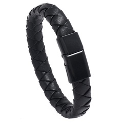 fashion simple woven magnet buckle leather bracelet wholesale