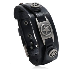 simple retro five-pointed star multi-layer leather bracelet