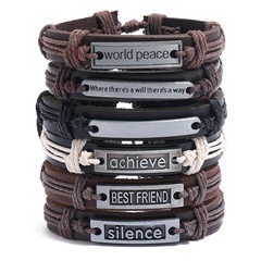 new simple braided letter band leather bracelet