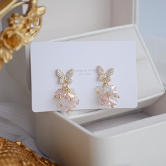Boucles d'oreilles papillon en cristal de style coréen
