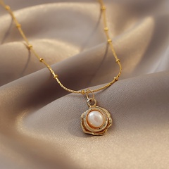 fashion petal pearl pendent alloy clavicle chain