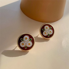 Korean Style Enamel Flower Alloy Stud Earrings