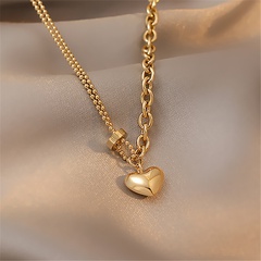 Fashion splicing chain peach heart pendent alloy necklace