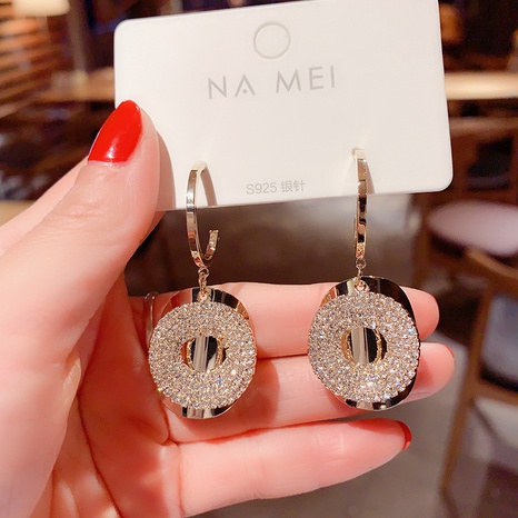 Korean style Diamond circle geometric earrings's discount tags