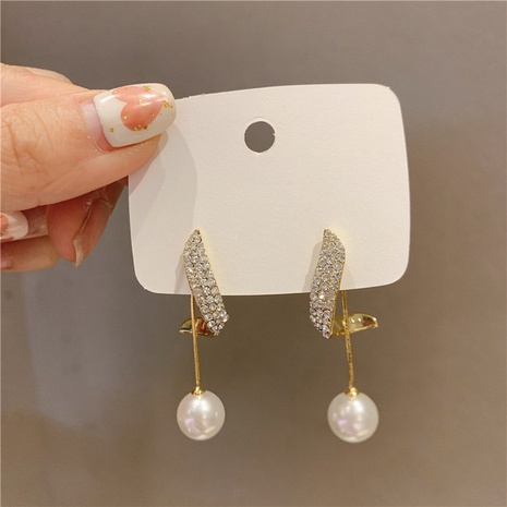 simple style full diamond pearl silver needle earrings's discount tags