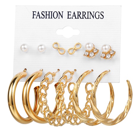 Fashion circle lock heart pearl butterfly earring set's discount tags