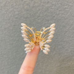 Korean style butterfly imitation pearl metal hairpin