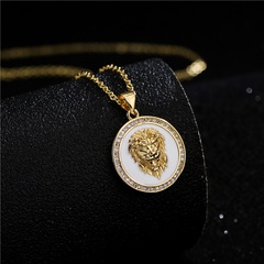 fashion white oil drop lion pendant copper zircon necklace