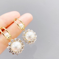 Fashion Big Pearl diamond round Earrings