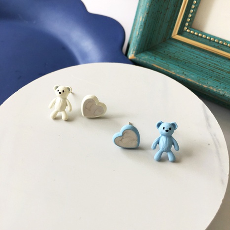 Cartoon Bear Heart Shape Asymmetrical Earrings's discount tags
