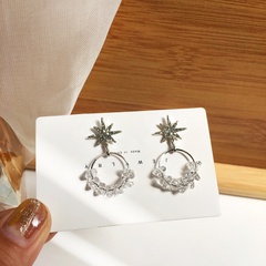 fashion round crystal eight-pointed star diamond earrings t