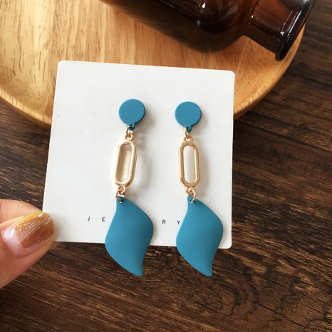 exaggerated style geometric blue paint long earrings's discount tags