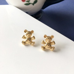 simple metal three-dimensional bear earrings