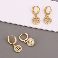 fashion tree of life cross copper earrings