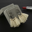 Nihaojewelry ethnic style alloy hollow carved oval long tassel earrings Wholesale jewelrypicture4