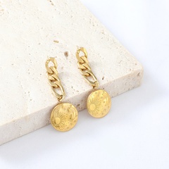 simple fashion moon sun chain badge stainless steel earrings