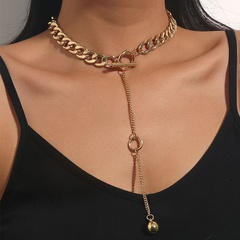 new long chain small round beads pendent gold necklace